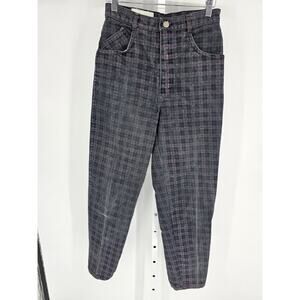 Vtg 1990s POWER Womens Sz 10 High Waist Tapered Jeans Purple Black Plaid